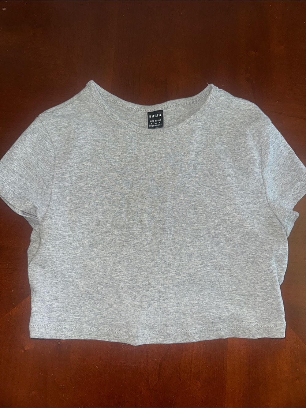 SHEIN Heather Gray Crewneck Crop Tee